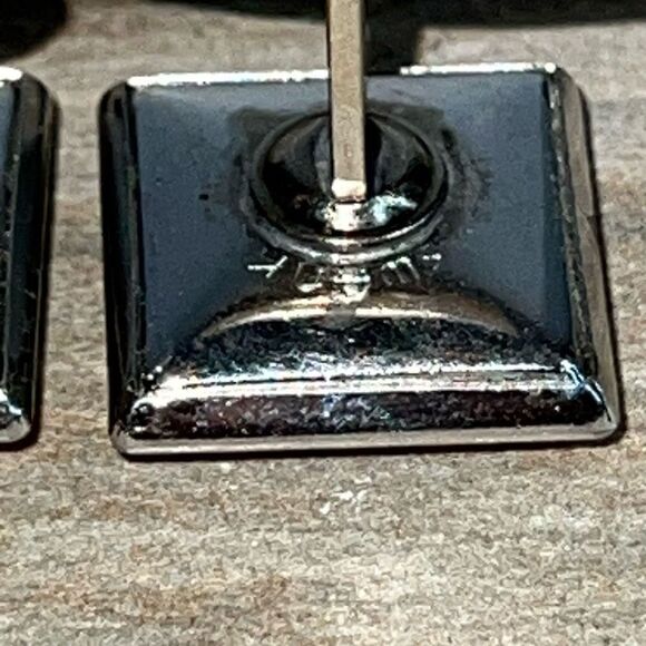 Vintage Swank Cufflinks with Black Onyx Style Inlay Men’s Silver Tone Classic - Picture 5 of 7